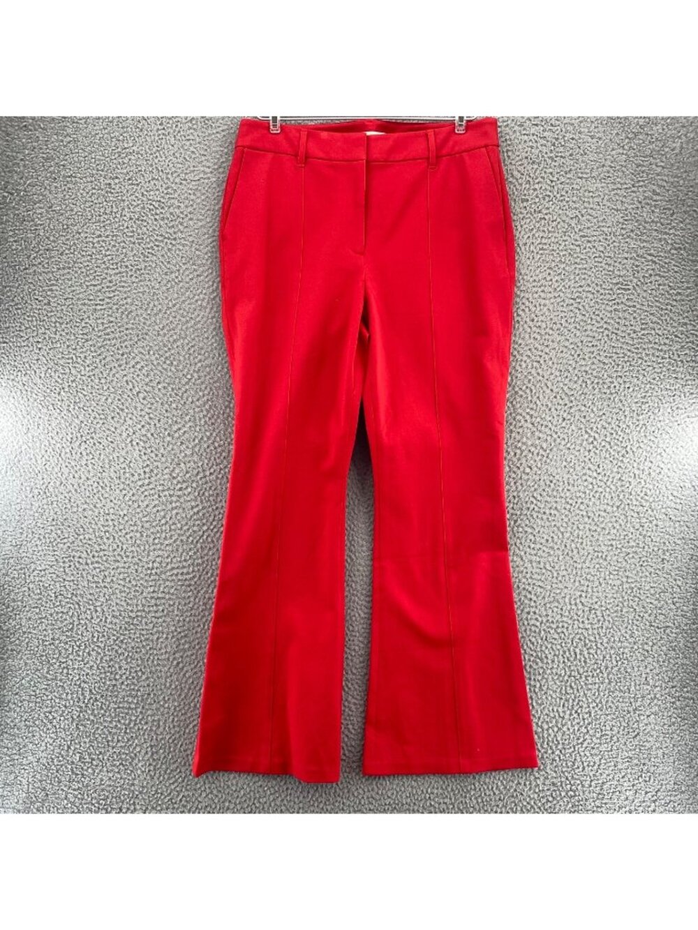 Boden Pants Womens 10 Petites Red Twill Flared Ankle High Rise Pockets Trousers